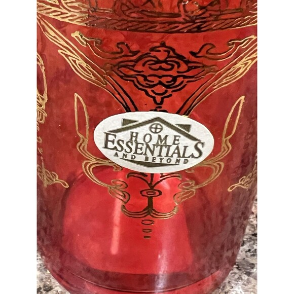 Home Essential & Beyond Red Gold Glass Tumblers Set of 6 Turkish Tea/ Juice 4 oz - Picture 2 of 13